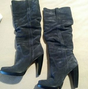 Michael Kors Lucille Gray Slouch Suede Platform He